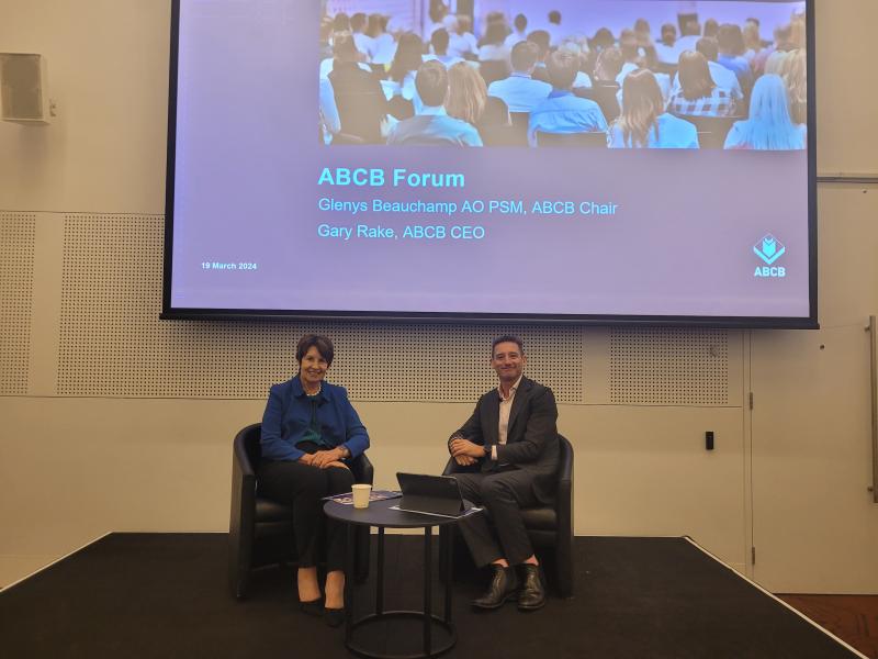 image of Glenys Beauchamp and Gary Rake from ABCB Forum, Melbourne